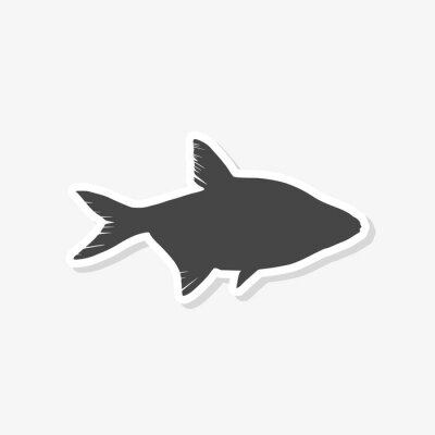 Sticker Fish sticker isolated on white background. Fish icon in trendy design style