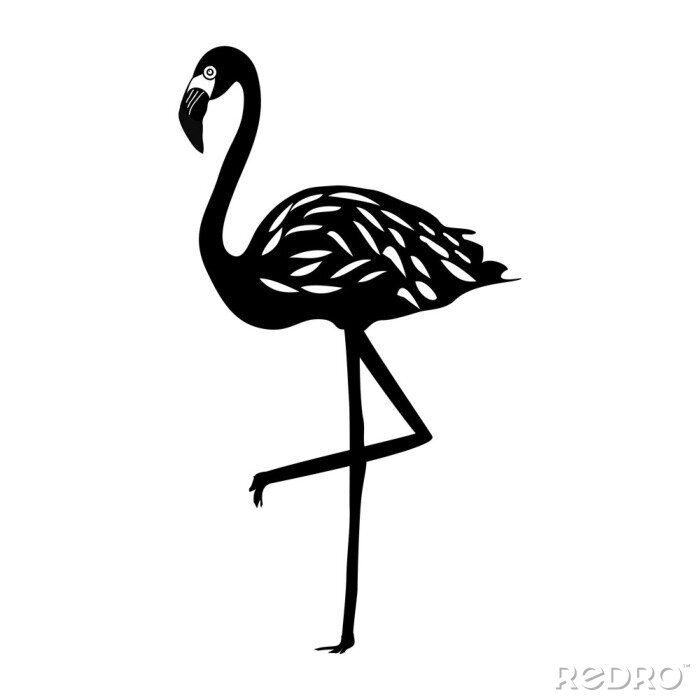 Sticker Flamingo silhouette isolated on white background