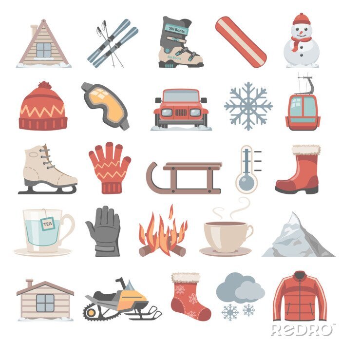 Sticker Flat Icons - winter