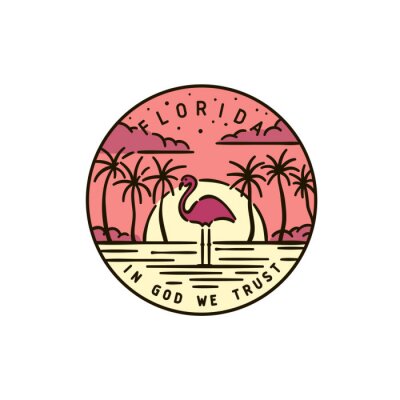 Sticker Florida Flamingo Sunset