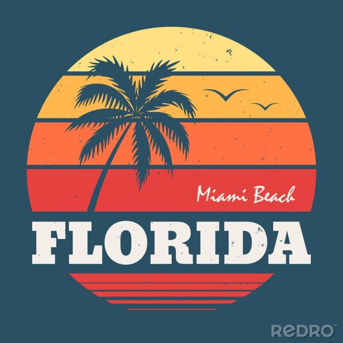 Sticker Florida Miami Beach tee druk