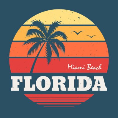 Sticker Florida Miami Beach tee druk
