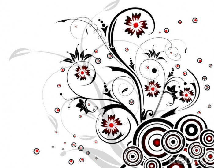 Sticker Flower achtergrond met cirkel, element voor ontwerp, vector
