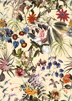 Fotobehang Flowers pattern.Silk scarf design, fashion textile. Background for the design and decoration of textiles. art abstract design, Seamless flower pattern