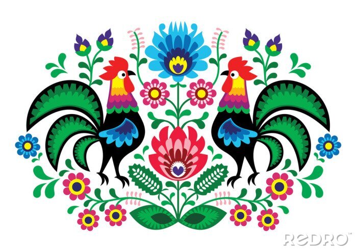 Sticker Folklore landelijke dieren hanen