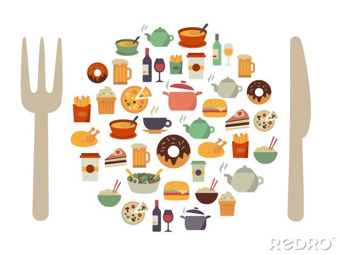 Sticker Food Icons Background