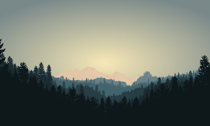 Sticker Forest Mountain Range Scene