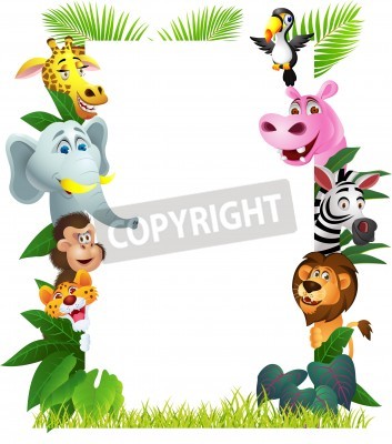 Sticker Frame met hoofden van lachende Afrikaanse dieren