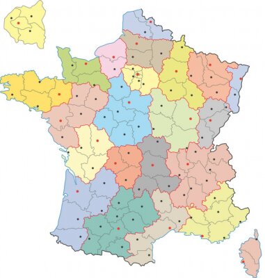 Sticker Frankreich, Region, Departement