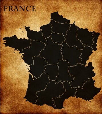 Sticker Frankrijk kaart met regio's