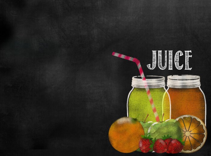 Sticker fruit Sap thema krijtbord schoolbord met kopie ruimte