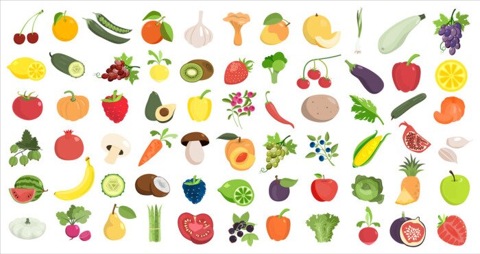 Sticker Fruits and vegetables.