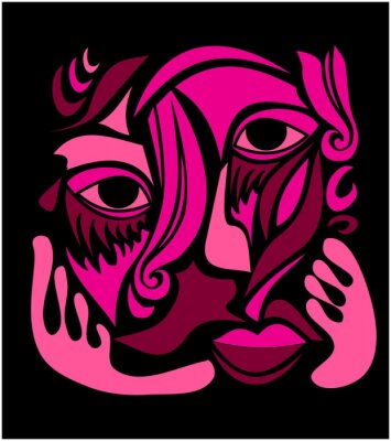 Sticker Funky Abstract Art Gezicht