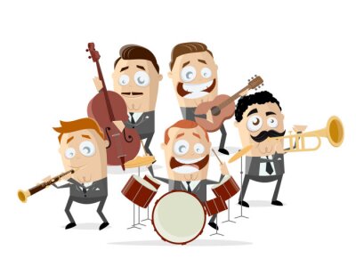 Sticker funny cartoon illustration of a music band