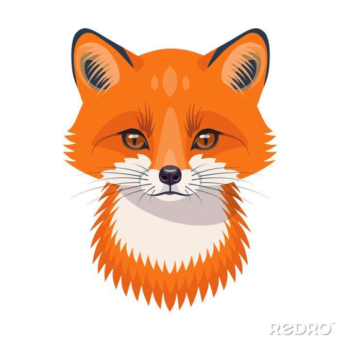 Sticker Funny Red Fox Portrait on White