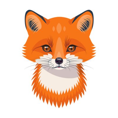 Sticker Funny Red Fox Portrait on White