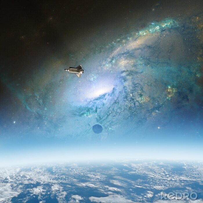 Sticker Galaxy en ruimteschip