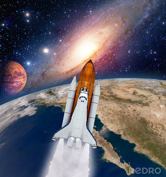 Sticker Galaxy en ruimteschip