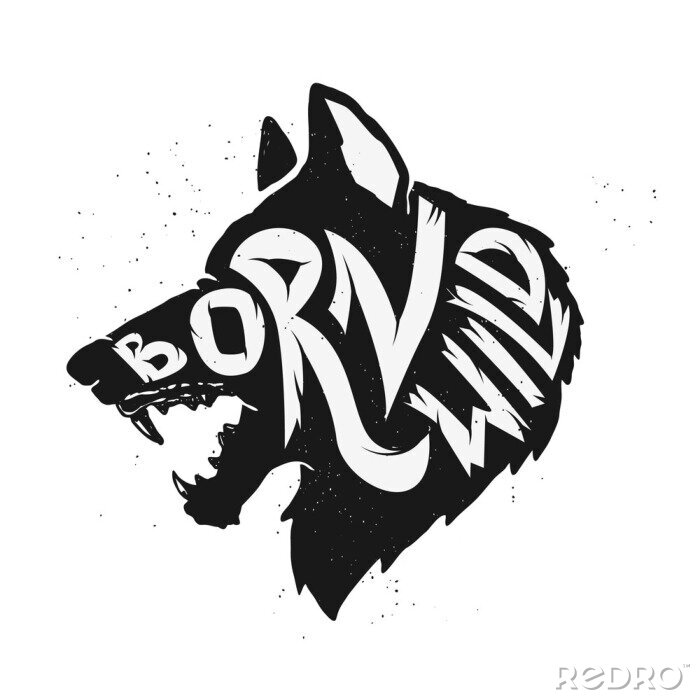 Sticker geboren wild wolf