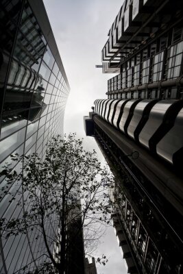 Gebouwen in Londen van onderaf