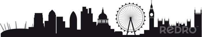 Sticker Gedetailleerde silhouet van de skyline van Londen