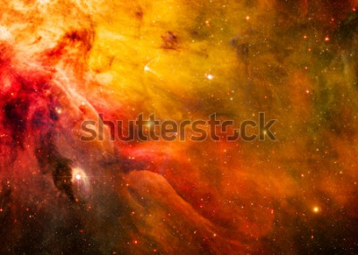 Sticker Geel-rode nevel tegen de achtergrond van sterren