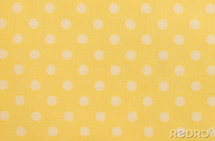 Sticker Geel tafelkleed met witte stippen Macro
