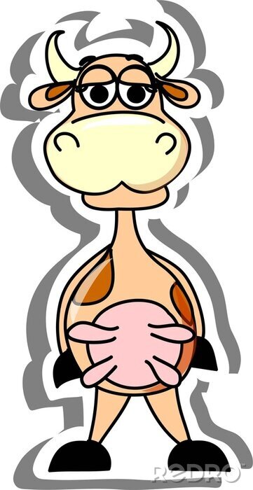 Sticker Gehoornde koe stripboek stijl illustratie