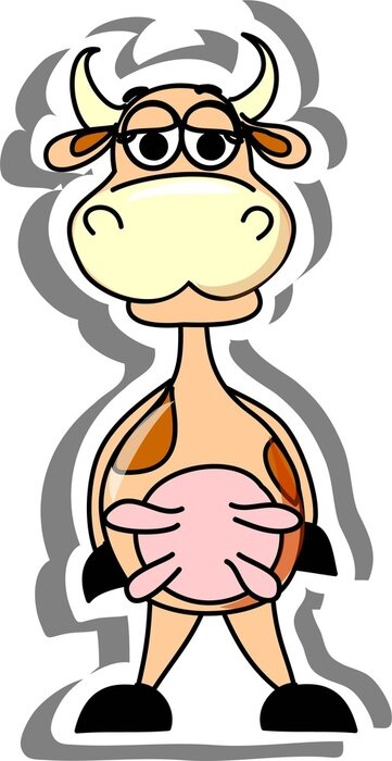 Sticker Gehoornde koe stripboek stijl illustratie
