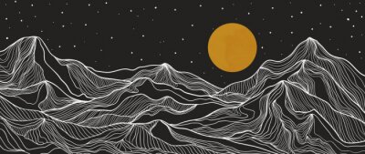Geïllustreerde bergen bij nacht