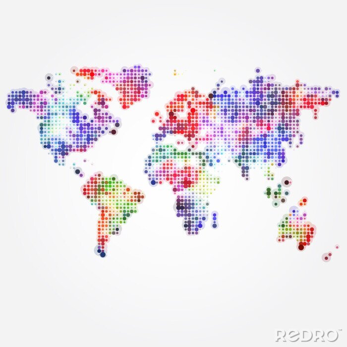 Sticker Gekleurde punten op wereldkaart