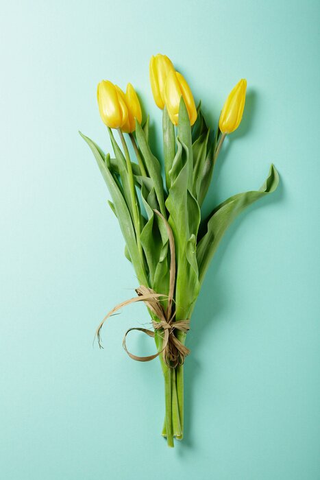 Sticker Gele tulpen gebonden met touw