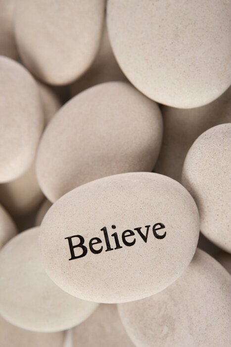 Sticker Geloven steen