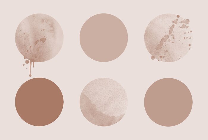 Sticker Geometric Abstract Set of Circles, aesthetic beige contemporary background, mid century modern design.