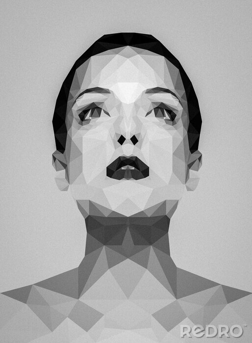 Sticker Geometrische abstractie als vrouwenportret