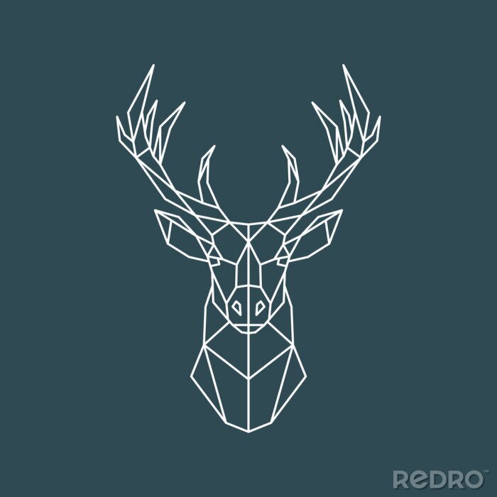 Sticker geometrische herten schets