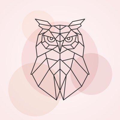 Sticker Geometrische hoofd van een uil. Abstracte vectorillustratie van een wilde vogel.