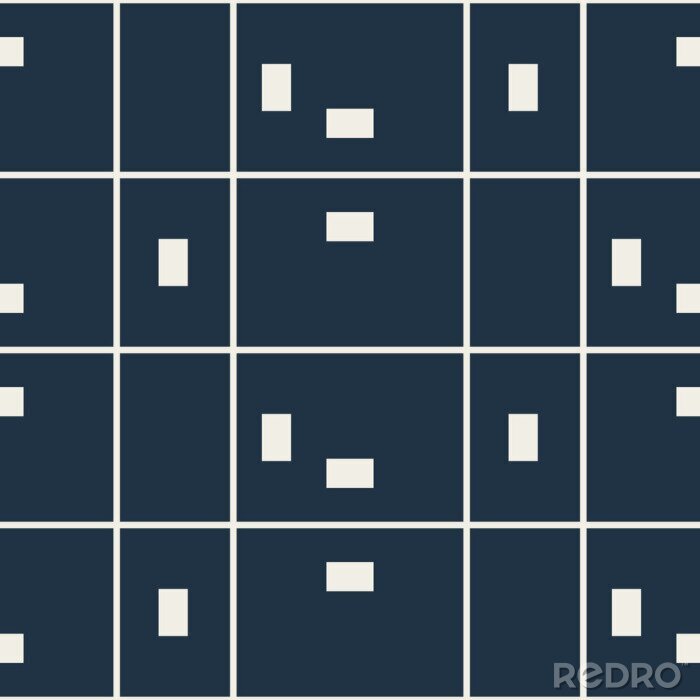 Sticker Geruit blauw willekeurig naadloos vectorpatroon. Geometrische herhalende achtergrond.