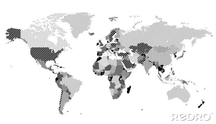 Sticker Geschetste wereldkaart