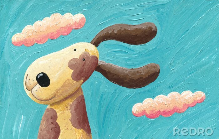 Sticker Geschilderde hond met lange oren