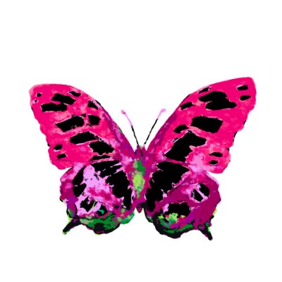 Sticker Geschilderde rode vlinder