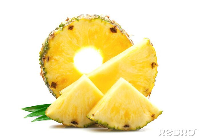 Sticker Gesneden ananas op een witte achtergrond