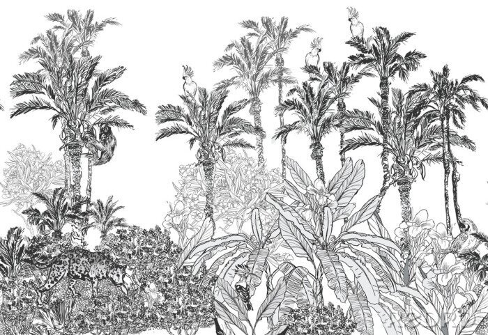 Sticker Getekende palmbomen