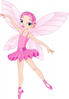 Gevleugelde feeënballerina in een roze kostuum