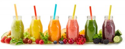 Sticker Gezond vers fruit smoothies met ingrediënten
