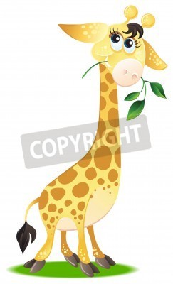 Sticker Giraffe bijt een takje illustratie voor kinderen
