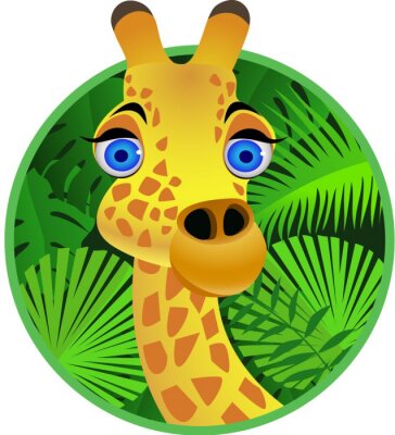 Girafhoofd op de achtergrond van een groene cirkel