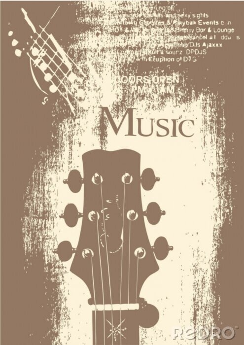 Sticker Gitaar in grunge stijl