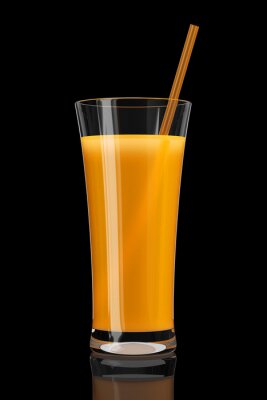 Sticker Glas jus d'orange op zwarte achtergrond 3D