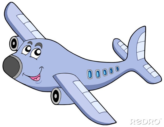 Sticker Glimlachend straalvliegtuig op een witte achtergrond